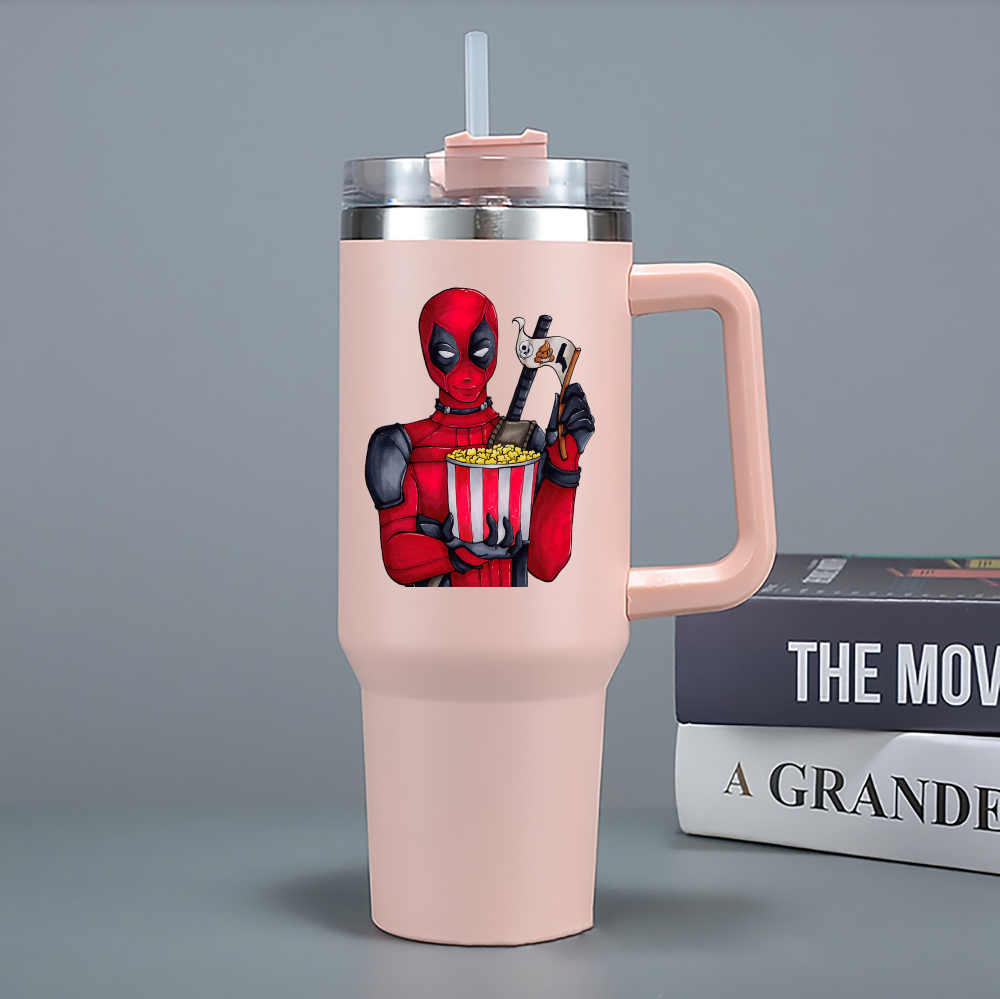（画像用） Deadpool デッドプール 1200mL車用タンブラー - クリスタルステッカー（プラスチックストロー付き）